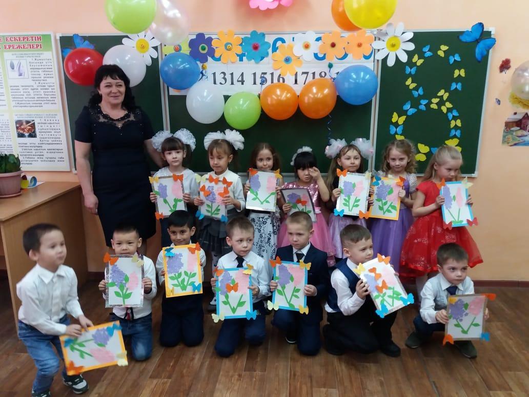 0 б сынып оқушыларының 8 наурыз мерекесіне арналған сынып сағатының көрінісі